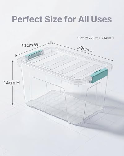 Image of Storage Bins with Lids 6 Pack Clear Storage Containers, 7 Quart Stackable Plastic Containers with Secure Black Buckle Latch, Durable Storage Box Organizer for Pantry, Closet, Office & Classroom