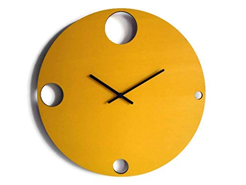 40 cm Grande orologio da muro silenzioso per sala colorato come giallo banana Particolari orologi a parete analogici con meccanismo al quarzo senza ticchettio Design italiano originale ed elegante