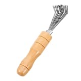 DECHOUS 花器用ステンレス製レーキ 花整理ツール 木製ハンドル付き 清掃補助具 フラワーアレンジメント用耐久レーキ 実用的で繰り返し使用