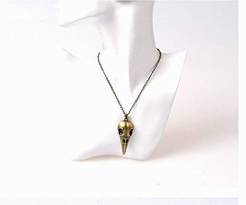 Cathercing Crow Skull Pendant Necklace For Men On Halloween Boys Skull Necklace Chain Jewelry Necklaces For Women Festival Ornament (Bronze) #TOP1