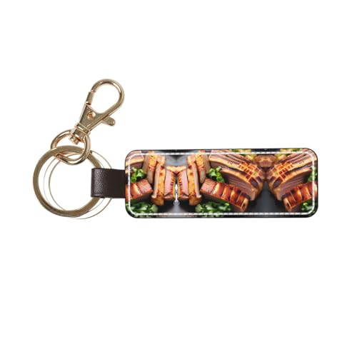 WXXWXD Golden Roast Printed keychain set: 2 metal rings, 1
