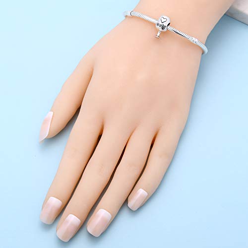 Red Wine Lover Glass Charms Fit Pandora 925 Sterling Silver Love Heart Charm Bead Mothers Day Christmas Gifts For Women Girls #TOP5