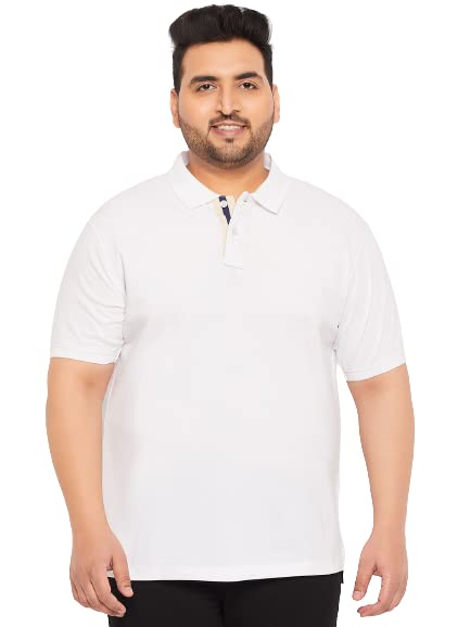 Image of Club York Men Cotton Blend Half Sleeve Polo Neck Solid Plus Size T-Shirt