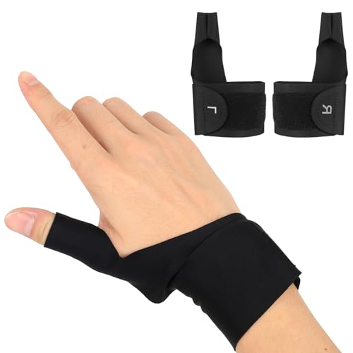 MeiHongJiaYe 1 par de pulseiras para polegar esquerdo e direito, suporte para pulso com tala, órtese elástica de polegar, estabilizador desportivo para pulso e polegar (preto)