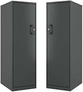 Home Square 2 Piece Metal Locker Storage Cabinet Set with 4 Shelf in Charcoal
