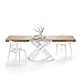 MOBILI FIVER, Mesa Extensible Emma 160 Color Madera rústica, con Patas Cruzadas Blancas, Aglomerado y Melamina/Hierro, Made in Italy