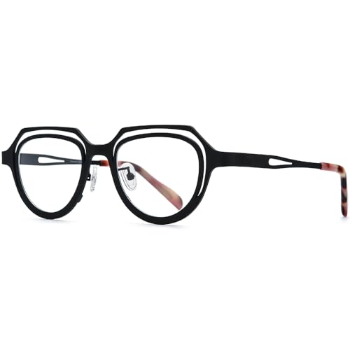 Image of FONEX Colorful Pure Titanium Glasses Frame Women Retro Round Eyeglasses