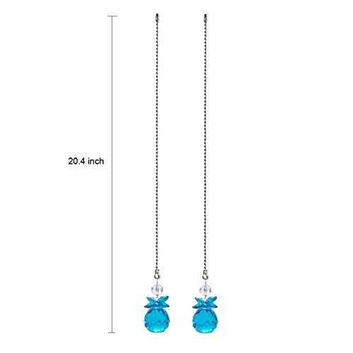 Image of Crystal Ceiling Fan Pull Chains Hanging Pendants Prism Pack of 2 Light Blue