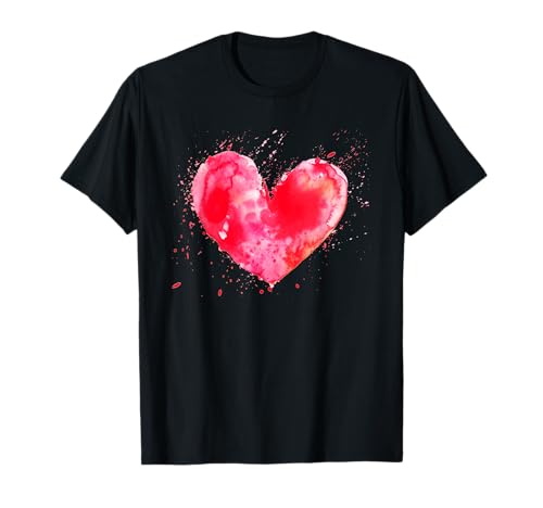 Acuarela Splash Heart Graphic Día de San Valentín Mujeres Niñas Camiseta