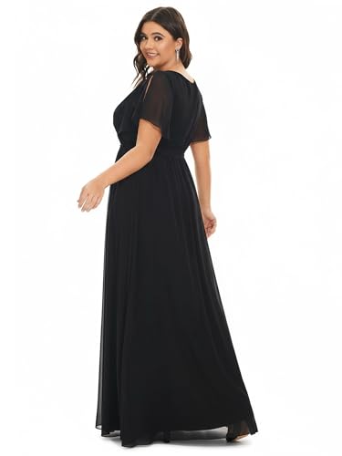 Image of Ever-Pretty Plus Women's Chiffon Bridesmaid Dress A-Line Empire Waist Floor Length Plus Size Formal Wedding Guest Dresses