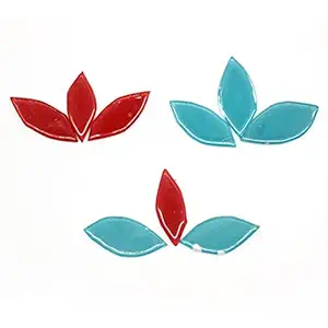 Sweven Art Mosaic Tiles, 35mm Size Leaves, 4mm Thick, Light Blue & Pink (Pack of 200Gms)