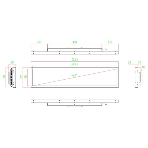 Image of 37.6 Inch (920x258mm Viewable) Ultra-Wide Android LCD Bar Display for Retail Shelves | Cloud, App & USB Content Management
