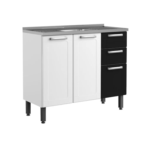 Balcão Cozinha Com Pia Inox Aço Para Cozinha Compacta 105 Cm -Bertolini