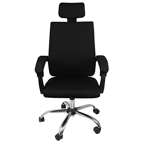 Womaco Office Chair Cover, Stretch Ergonomic Computer Desk Chair Covers With Armrest & Headrest Covers, Universal Spandex Desk Chair Covers Modern Simplism Style High Back Boss Chair Slipcover (Black) #TOP1