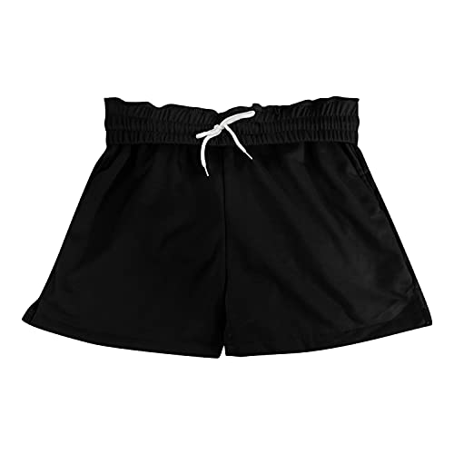 Women's Drawstring Shorts Elastic Waist Comfy Lounge Short Solid Color High Rise Pocket Workout Comfy Casual Shorts (Black,Small) #TOP10