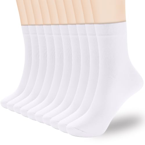 Image of Corlap Women's Thin Above Ankle Socks-6Pairs Cotton Bootie Dress Crew Socks | Soft Cozy Cute Casual Ankle High Calf Socks Non Slip Thin Enough No Pilling.for Dress Flats Sneaker Shoes Size 6-9 /9-11