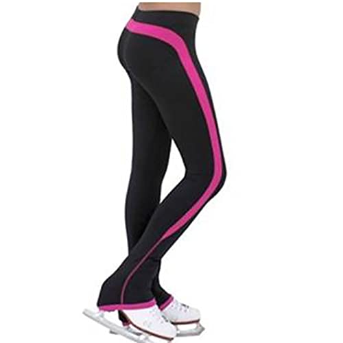 Image of Youthful flying Figure Skating Long Pants Warm Fleece Ice Skating Leggings for Women Girl, Over The Boot Skating Practice Trousers(Size:S,Color:Pink)