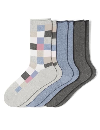 Image of HUE Women's Jeans Sock (Pack of 3), Heather Check Pack, One Size