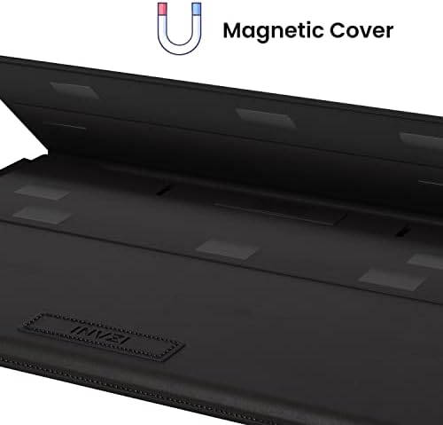 INVZI MacBook Sleeve, Vegan Leather Bag Compatible with 15/16" MacBook Pro M1/Max 2018-2022, Compact Design with Invisible Stand (Black)