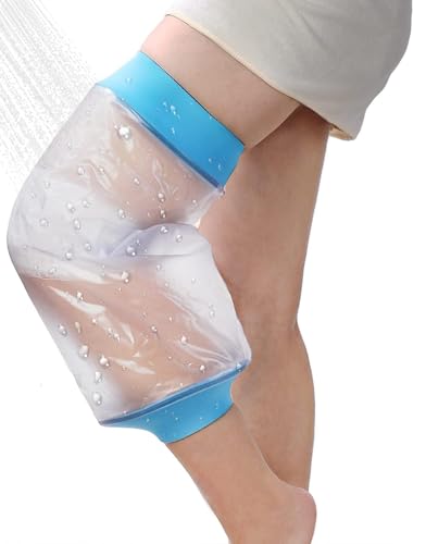 Asunby Knee Cast Cover for Shower Waterproof Bandage Cast covers Protector for Knee Replacement Surgery, Wound, Burns Watertight Protection Reusable