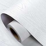 17.7" X472" Thicken Wood Contact Paper White Wood Wallpaper White Peel And Stick Wallpaper White Vin