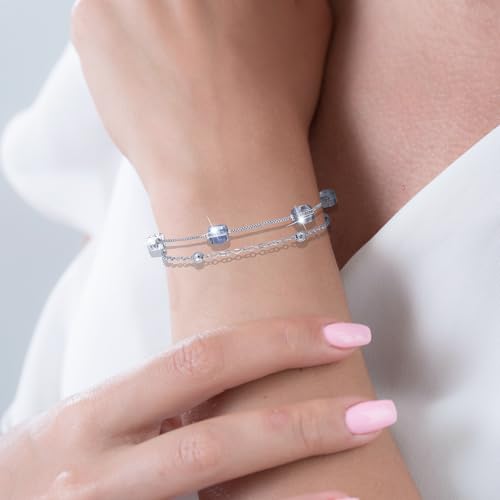 Austrian Crystal Bracelets for Women, Trendy Dainty Link Crystals Charm Womens Bracelet, Adjustable Chain Bracelet Jewelry Mothers Day Gifts for Women2