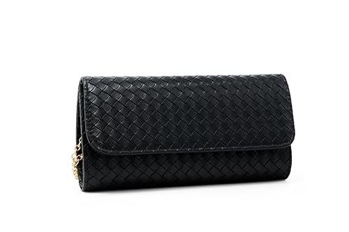 Image of Women's Woven Evening Bag Casual Leather Shoulder Handbag Fashion Crossbody Clutch Purse