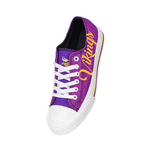 Image of FOCO Womens NFL Team Logo Ladies Fashion Color Glitter Low Top Canvas Sneakers Shoes