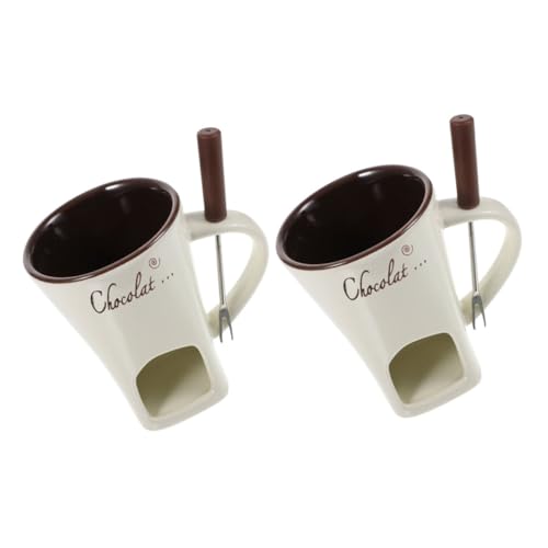 Garneck 2 Juegos Olla multifunción Hot Chocolate Taza Porcelana fundir Chocolate crisol de Fondue de Chocolate Mini Olla de Fondue Maceta Calentador de Queso cerámica