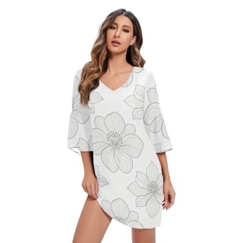 Robe en mousseline fluide grise à col V : légèreté et silhouette trapèze parfaite