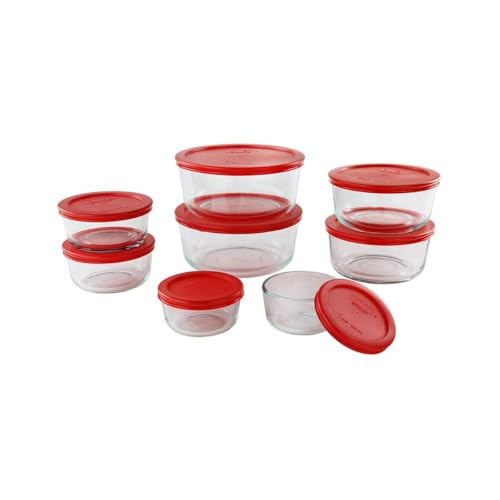 Pyrex Simply Store (8-Pack) Glass Food Storage Containers Set, (1, 2, 4 & 7 Cup) Meal Prep Containers With BPA-Free Lids, Dishwasher & Microwave Safe