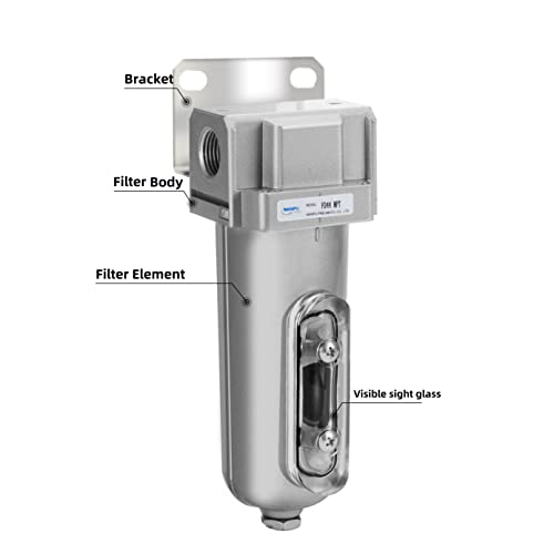 NANPU Industrial Grade Heavy Duty Compressed Air Desiccant Dryer, in Line Filter, Moisture Trap, Water Separator, Suitable for Paint Spray & Plasma Cutter (1/2\" NPT)