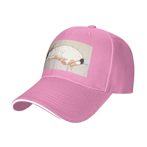 QAZWZML Gorra de béisbol negra con diseño de pereza de gato, ajustable, adecuada para viajes y senderismo., rosa, Talla única