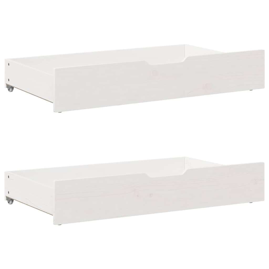 vidaXL Cajones Debajo Cama con Ruedas 2 uds Madera Maciza Pino Blanco