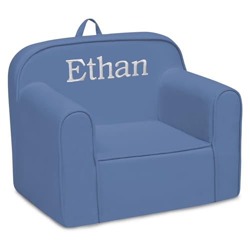 Image of Delta Children Personalized Cozee Chair - Customize with Name - Foam Kids Chair for Ages 18 Months and Up, Indigo