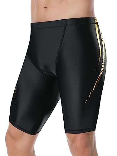 Image of KGKE Men's Swim Jammers Compression Fashion Print Jammer Swimsuit Swim Boxer Long