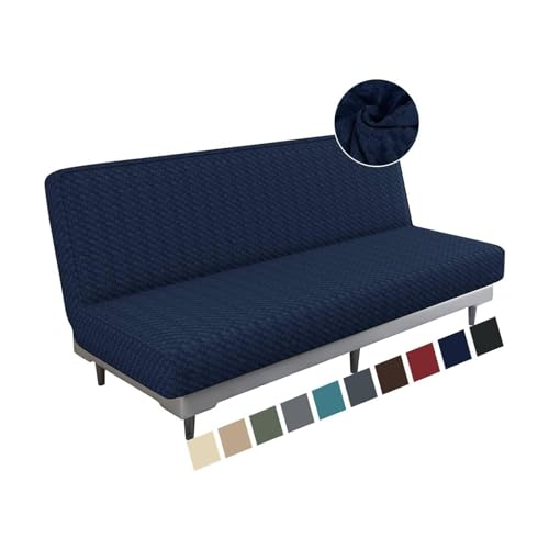 MAXIJIN Copridivano Elasticizzato a 3 Posti Senza braccioli Copridivano Clic Clac Pieghevole Regolabile Fodera Futon Rimovibile Universale per Soggiorno (Blu Navy)