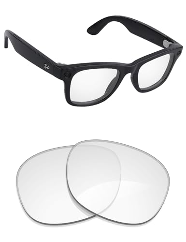 Alphax Crystal Clear Non-polarized Lenses Replacement for Ray-Ban Meta Wayfarer RW4008 / RW4012 53mm (Gen 2) Sunglasses | Glare Reduction | Precision Cutting