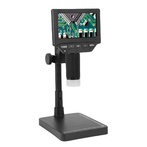 Sxhlseller 4,3 Zoll Digitales Mikroskop, 1000x Fach Vergrößerungsmikroskop mit 6 LED Leuchten, Digitalmikroskopie Vergrößerung für die Reparatur der Elektronik, Schmuckinspektion