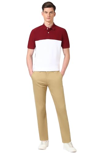 Image of Peter England Men's Straight Fit Mid Rise Chino Casual Trouser with Premium Dobby