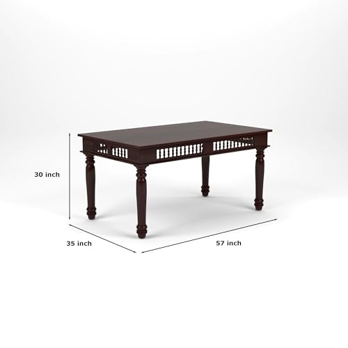 Image of Solid Sheesham Wood Traditional Dining Table 6 Seater Wooden Six Seater Dinning Table with 6 Chairs for Home Chairs with Cushion Dining Room Sets for Restaurants (Walnut Finish)