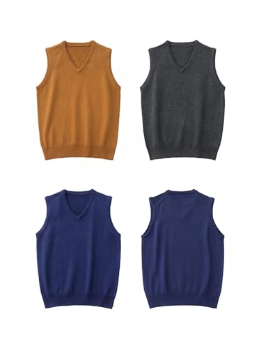 UIOKLMJH Men Retro V-Neck Knitted Vest Thicken Warm Casual Chunky Sleeveless Sweater2