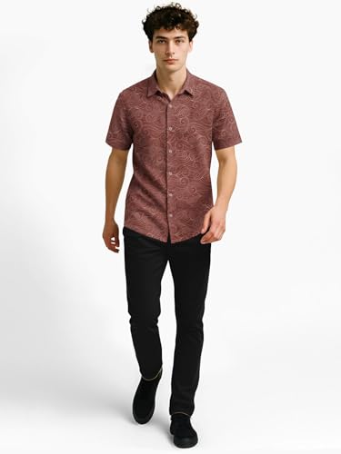 Image of BULLMER Trendy Regular Fit Cotton Blend Printed Casual Half Sleeve Shirt for Men | Stylish Mens Casual Shirts | Shirts for Men