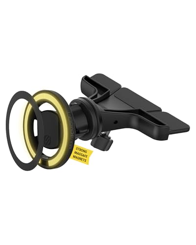 Scosche SMS1CD MagSafe CD Slot Phone Mount, Adjustable Magnetic Cell Phone Holder for Car CD Player, Compatible with iPhone 16 15 14 13 12 Pro Max Mini Plus, Mag Safe Case & More with MagSafe Ring