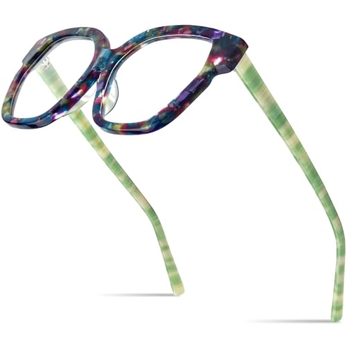 Image of HEPIDEM Multicolor Acetate Glasses Frame Women,Oversize Round Optical Eyeglasses 9345