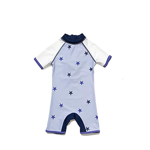 BONVERANO(TM Baby Boy UV Swimsuit UPF 50+ Sun Protection S/S One Piece Kids Sunsuit with Zipper (Purple-Star, 18-24 Months)