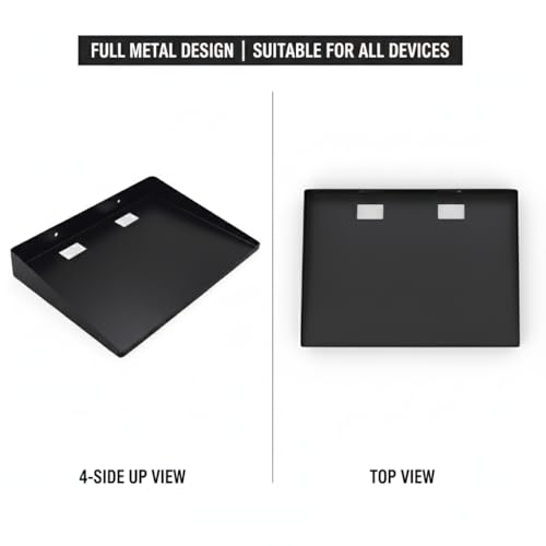 Image of Heavy-Duty Wall-Mount Metal Shelf 12x10 - Floating Shelf for Projector, Router, TV Setup Box | Matte Black Organizer for Kitchen, Bathroom & Home Decor