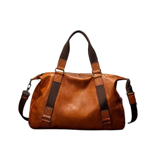 Men's Travel Bag Leather Luggage Bag For Men Vintage Travelling Duffel Durable Weekend Large Men Bags