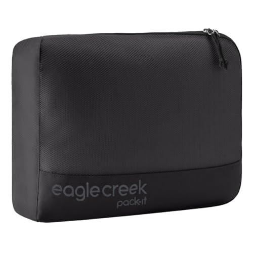 Eagle Creek Pack-It Reveal Cube - Lightweight Packing Cubes for Optimizing Luggage Space - Easy to Carry - Translucent Fabric - Water-Resistant - Easy Grab Zipper - Medium - Black