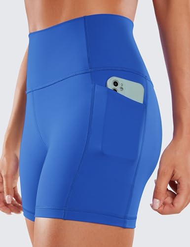 Image of CRZ YOGA Biker Shorts Pockets 5 inch | Naked Feeling, Sleek, Decent Compression, Yoga, High Waisted, for Women